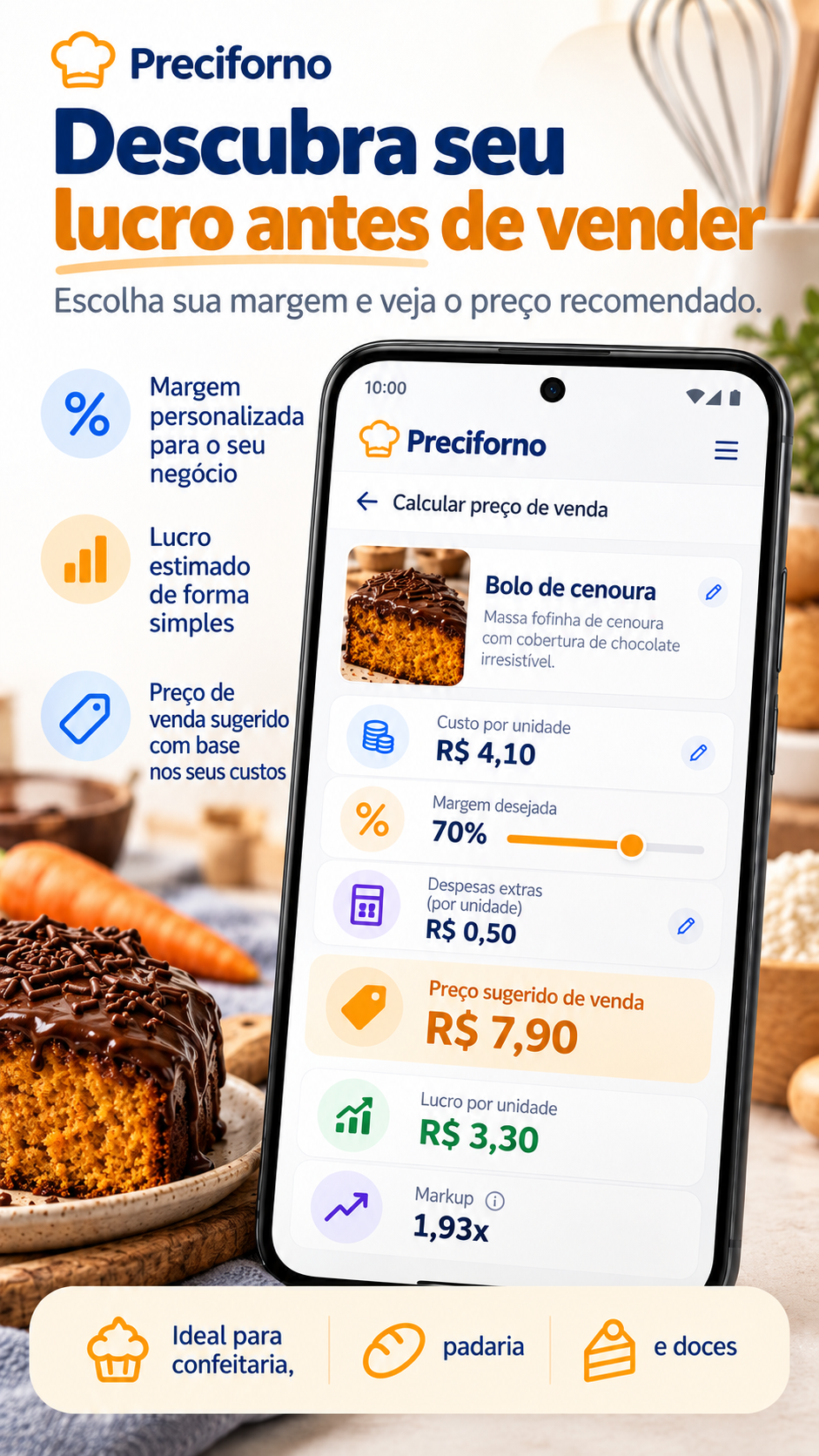 Cálculo de lucro e preço sugerido